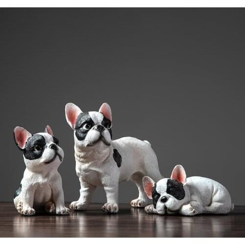 Resin Animal Status French Bulldog Figure Figurine Home Decoration Luxury Dog Ornament Lovely Puppy Statue