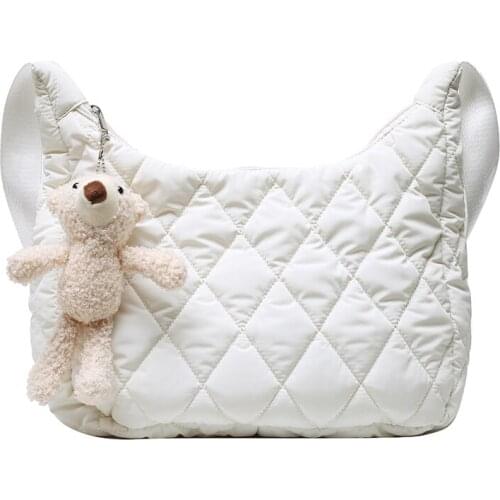 Ladies Messenger Bag New Fashion Women Handbags Space Pad Cotton Feather Down Large Tote Female Shoulder Bags Korean Solid Color