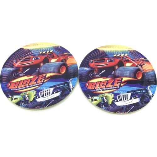 10pcs Blaze And The Monster Machines Plates Cartoon Birthday Party Decoration Supplies Disposable Tableware Paper Dish Plates