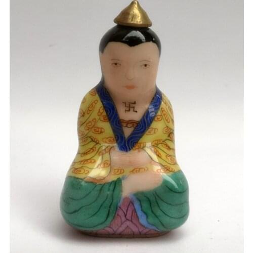 YIZHU CULTUER ART Unique Signature Old Collect China Porcelain Painting Buddha Statue Snuff Bottle Family Decoration Gift