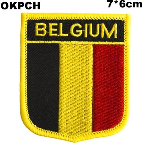 Belgium Shield Shape Iron-on Flag Patch Embroidered Saw on Badges Patches for Clothing PT0034-S