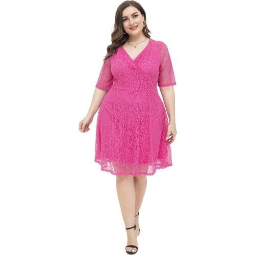 Women Lace Plus Size XL-4XL Dress Fat 120KG Woman Mother Of Bride Wear XXL XXXL 3XL XXXXL Party Cocktail Evening Dresses Clothes