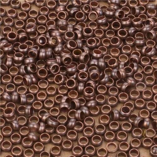 200pcs Crimp End Beads Jewelry Findings For Necklace Earring Bracelet DIY Making 2/2.5/3/3.5/4mm Redcopper Color