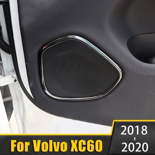 4pcs Stainless Steel Car Door Panel Audio Speaker Frame Cover Decoration Sticker Trim For Volvo XC60 2018 2019 2020 Accessories
