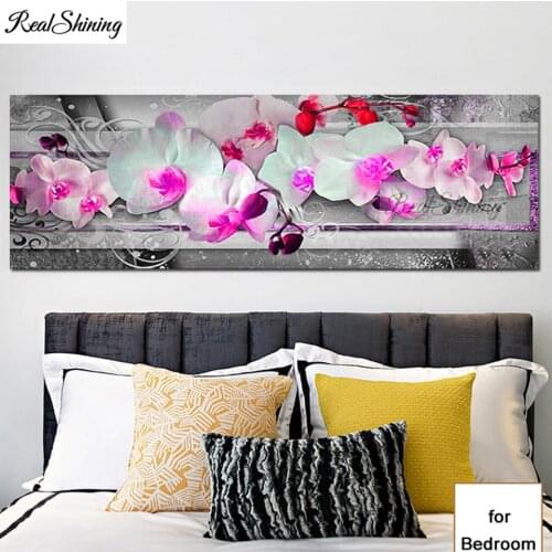 Diamond Painting Cross Stitch Pink White orchid 5D Diamond Embroidery Mosaic Flowers full square round drill large Size T16