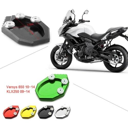 Motorcycle CNC Aluminum Kickstand Foot Side Stand Extension Enlarge Pad Support Plate For Kawasaki Versys 650 KLX250