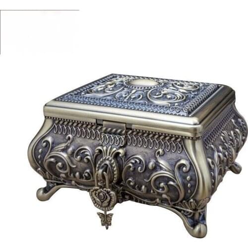 25.5X21.5X16CM large jewelry storage box With diamond bronze color jewelry box organizer Desktop storage box decoration Z089