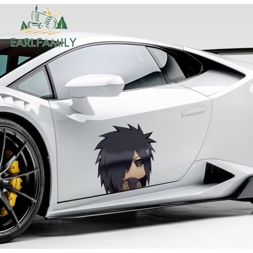 EARLFAMILY 43cm x 43cm Japen Anime Car Stickers Uchiha Madara Peek Decal Car Head Body Window Trunk Car Wrap Decoration