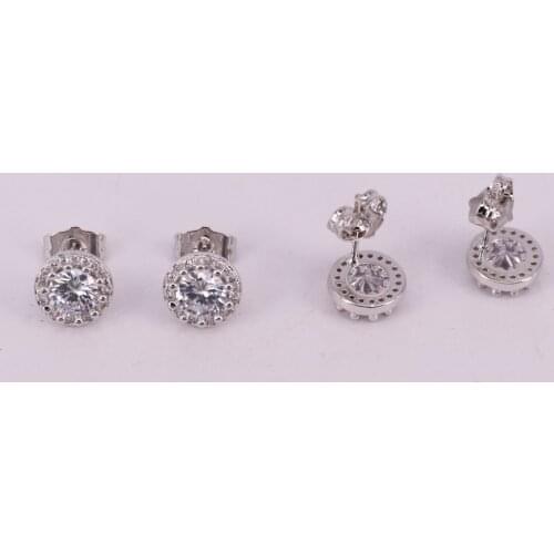 Round ear stud with big cz color for festival gift to friend and mother beauty diy jewelry buy 1 get 1 free box