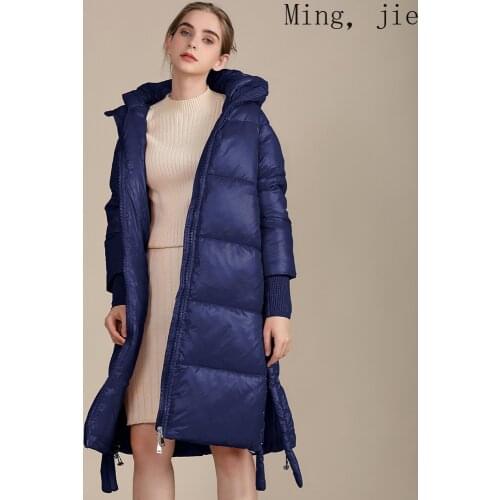 The New Winter Autumn Lengthened Knee-length Bright Quilted Jacket Thick Womens Loose Warm Jacket Bubble Luxury