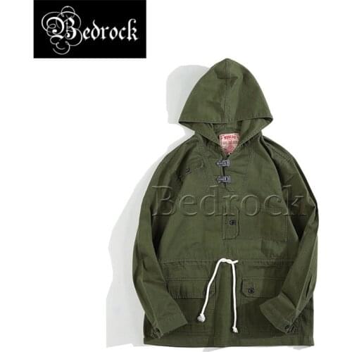 MBBACR Half Placket Iron Buckles Hooded Army Jacket Fine Twill Navy Deck Trench Coat Bags Tooling Coats Backpack Overalls 3015