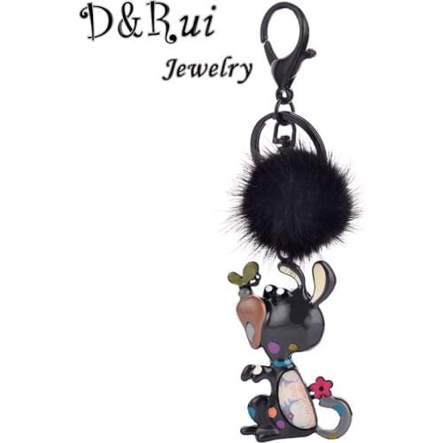Cute Dog And Butterfly Keychain On Keys Fur Ball Pompon Animal Key Chain Ring For Women Accessories Kids Keyring Chains Jewelry