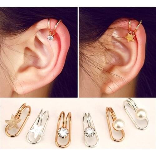 Fashion 1Pc Silver Color /Golden Ear Cuff Earrings Women Star Heart Charming Hot Sale Without Non Piercing Cartilage Ear Clip