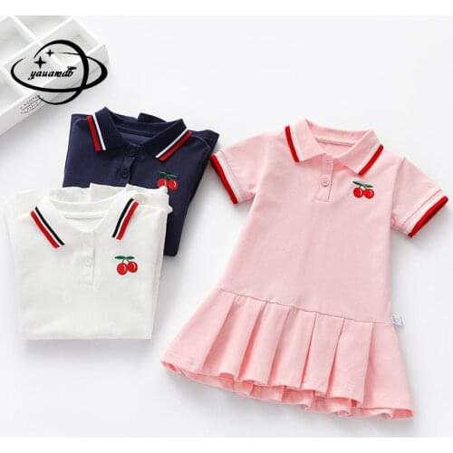 3-13y Kids Polo Shirts Summer Girls Tops Tees Short Sleeve Striped Cotton Breathable Loose Comfortable Children Clothes Hy29