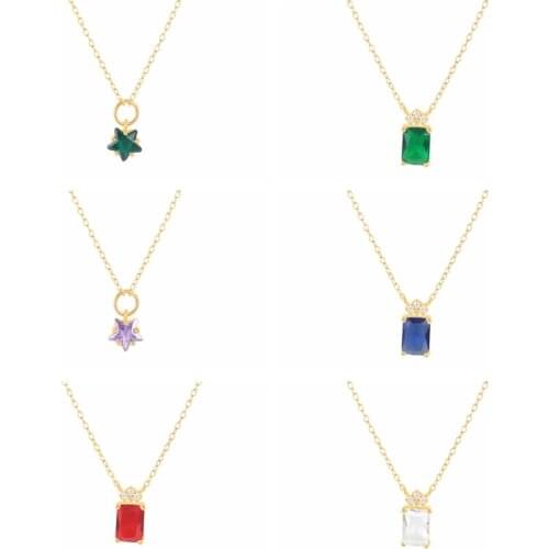 AIDE Green Star Clavicle Chains Silver 925 Jewelry on the Neck Necklaces For Women Chain Choker Necklace Collares Bijoux Collars