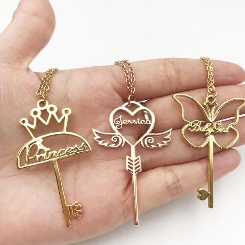 Mumuxing Ladies Personalized Necklace Umbrella Shape, Angel Wings, Butterfly Pendant Stainless Steel Necklace,Childrens Jewelry