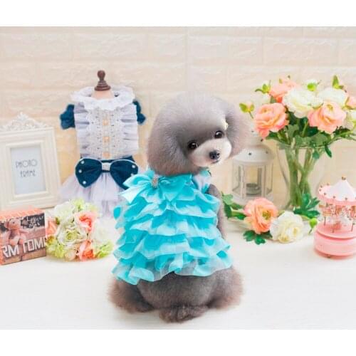 New Spring Summer Korea Dot Pet Dogs Dress With Bow On Back For Small Puppy Dogs Clothing Apparel