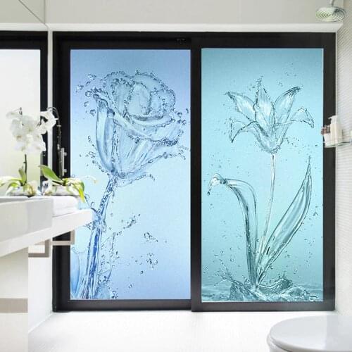 Window Film Privacy Decorative Rose Glass Sticker UV Blocking Heat Control Window Coverings Window Tint for Kitchen