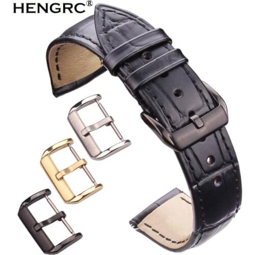 Watchbands Cowhide Genuine Leather Durable Wristwatch Women Men Strap Black Brown 18 19 20 21 22 24mm Watch Band Steel Buckle