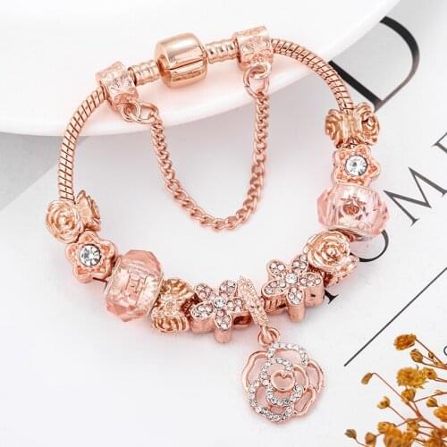 Seialoy Luxury Crystal Classic Style Popular Charm Bracelets & Bangles Rose Gold Bracelets For Women Jewellery Pulseira