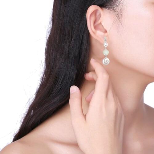 ROLILASON Rotary shaped White Fire Opal Silver 925 Stamped Drop Dinner Earrings Fashionl Jewelry*Opal Jewelry OE340a