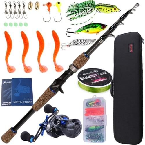 Sougayilang 1.8 2.1m Telescopic Fishing Rod Combo Rubber Handle Casting Rod with 9+1bb Reel Fishing Bag Lure Line Sets Pesca
