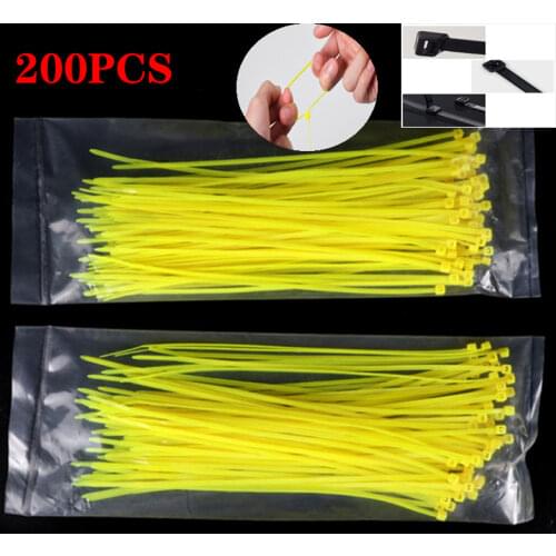 100/200/PCS Yellow Self-locking Nylon Plastic Cable Tie 3x200/4x200 Fixed Ring Winding Cable Tie