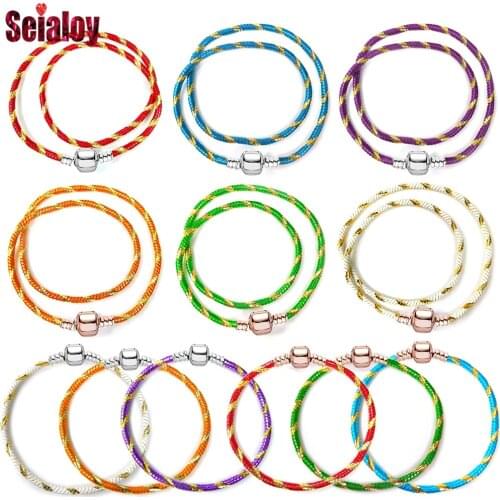 2019 High Quality Rose Gold Colorful Snake Chain Charm Bracelet Fit Original Beaded Bracelet Bangles Brands Gift For Women Men