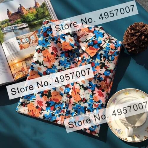 Elfbop Silk & Cotton Long Sleeve Floral Printed Blouse Shirt Top