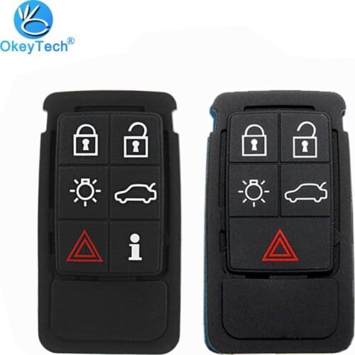 OkeyTech Smart Key Pad Replacement Silicone Car Key Case for Volvo S60 V60 S70 V70 XC60 XC70 Repair Rubber Mat 5 6 Button