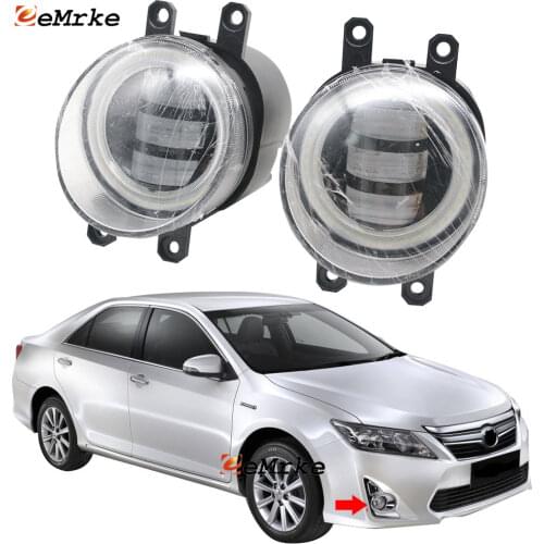 2Pcs Led Angel Eye DRL LED Fog Lights Lamp Projection Lens for Toyota Camry JDM 2011 2012 2013 2014 Front Bumper Light