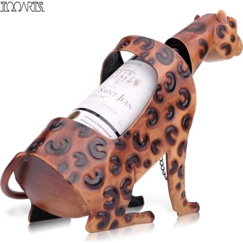 Tooarts Leopard Wine Rack Shelf Leopard Wine shelf Metal Sculpture Practical sculpture Home decoration Interior Crafts