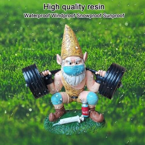Weightlift Gnome Sculpture Home Decor Kawaii Resin Decoration Living Room Desk Accessories Ornament Weatherproof Garden