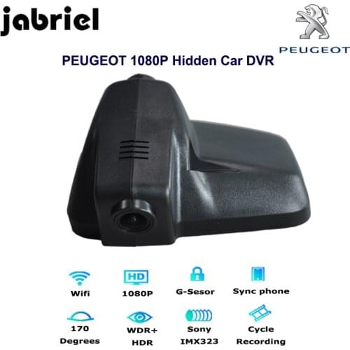 Jabriel Auto HD 1080P wifi dash cam hidden car dvr dual lens rearview camera video recorder for 2015 2016 2017 2018 PEUGEOT 408