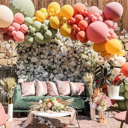 141pcs Pastel Baby Shower Balloons Garland Arch Kit Dusty Pink Sage Green Lemon Latex Balloon Birthday Party Decoration Supplies