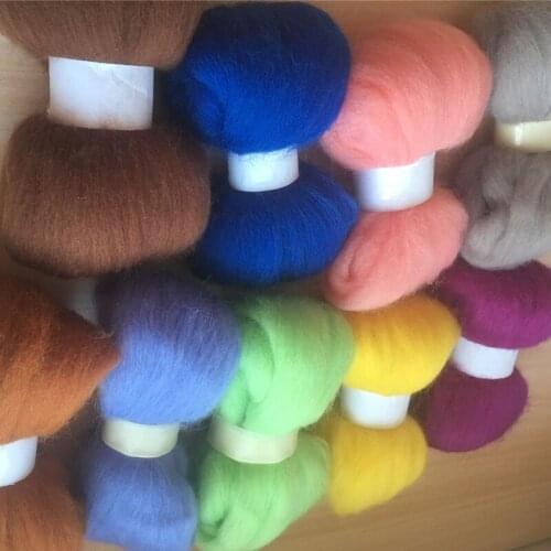 WFPFBEC 90g wool for felting needle wool roving 10g each color total 9 colors merino wool fiber