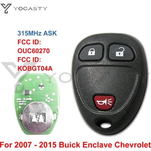 YOCASTY 2PCS lot 3 Button Remote Key 315MHz Fob for Chevrolet Buick Cadillac Enclave Escalade Savana Traverse KOBGT04A OUC60270