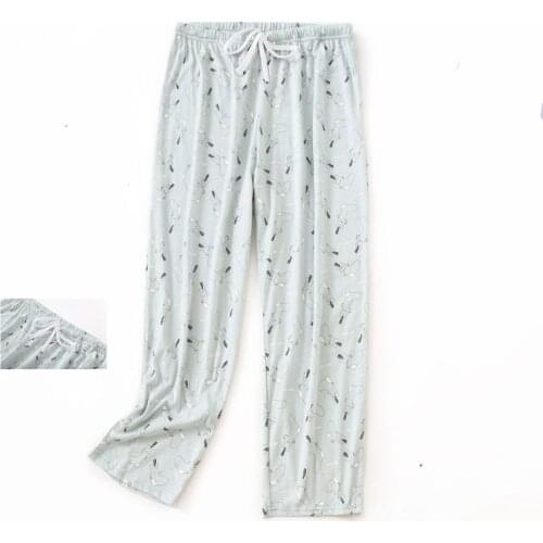 Womens Pajamas Pants 100% Cotton Print Long Drawstring Home Pant Sleep Bottom Women Soft Warm Casual Top Fashion Big Sleepwear