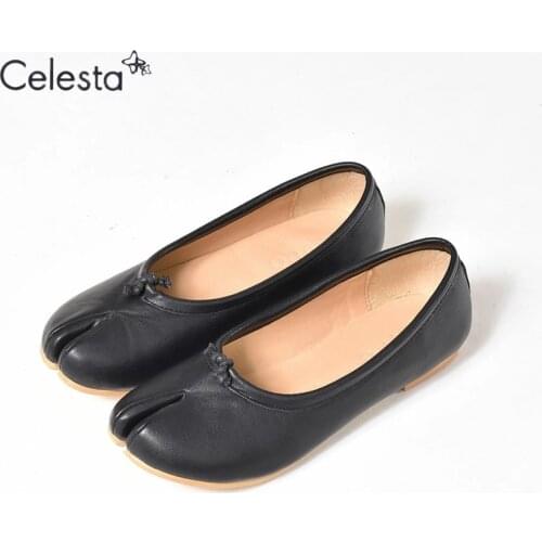 Celesta New Flat Pig Trotter Horseshoe Shoes Female Real British Style Leisure Shoes Comfort Loafers 2021 Chaussures Plates