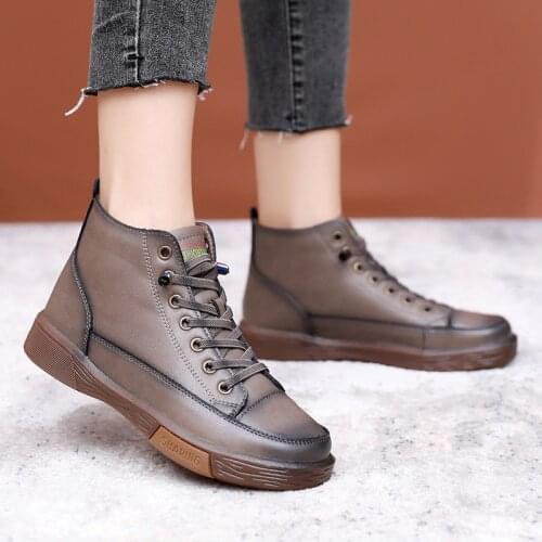 High Top Luxury Designer Womens Sneakers Genuine Cow Leather High Top Ladies Student Retro Fashion Flat Shoes Handmade 41