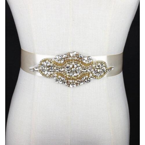 Gold Shiny Crystal Belts For Wedding Rhinestones Wedding Waistband Prom Evening dress Decoration Brilliant Wedding Belt And Sash