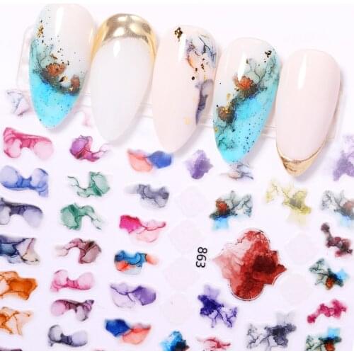 1 Sheet 3D Nail Stickers Ripple Marble Blooming Nail Art Transfer Sticker Decals Decorations DIY Idea Nail Accessories