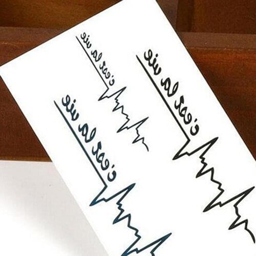 2Pcs Punk Tattoo Sticker Men Women Electrocardiogram Waterproof Temporary English Letters Design Tattoo Stickers Body Art
