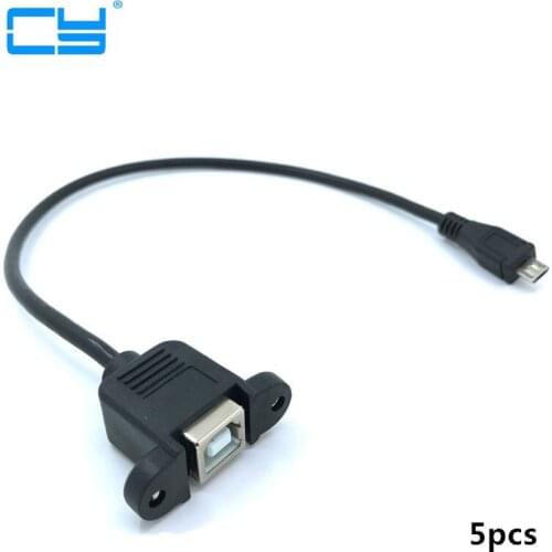 30cm 50cm USB 2.0 Micro-USB 5pin Micro USB 2.0 Male to USB 2.0 B Type Female Connector Cable Panel Mount Hole