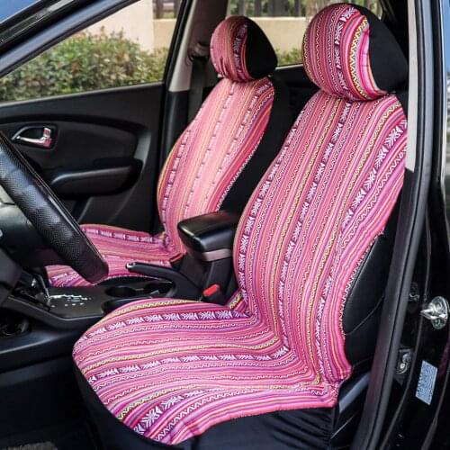 Universal Stripe Colorful 4pc Front Detachable Seat Covers Bucket