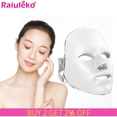 7 Colors Light LED Facial Mask With Neck Skin Rejuvenation Face Care Treatment Led Spa Mask Beauty Anti Acne Therapy Whitening