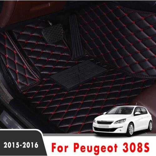 Car Floor Mats For Peugeot 308S 2016 2015 Car Carpets Artificial Leather Waterproof Custom Interior Accessories Foot Pads