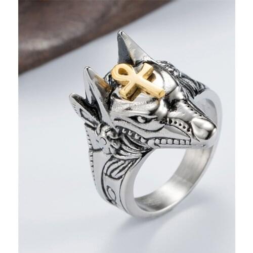Free Shipping Cool Domineering Self Defense Animal Wolf Rings Grim Reaper Surgical Steel Vintage Steampunk Jewelry Accessories