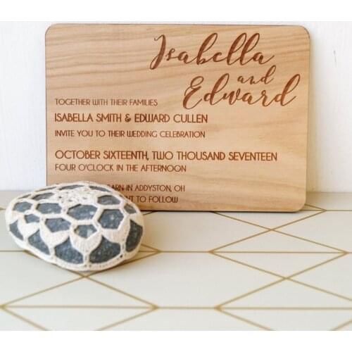 Rustic wedding invitation, wooden wedding invitation, real wooden wedding invitation, laser engraved invitation