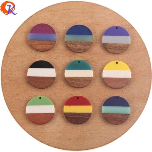 Cordial Design 50Pcs 28*28MM DIY Making/Charms/Hand Made/Natural Wood & Resin/Coin Shape/Earring Findings/Jewelry Accessories
